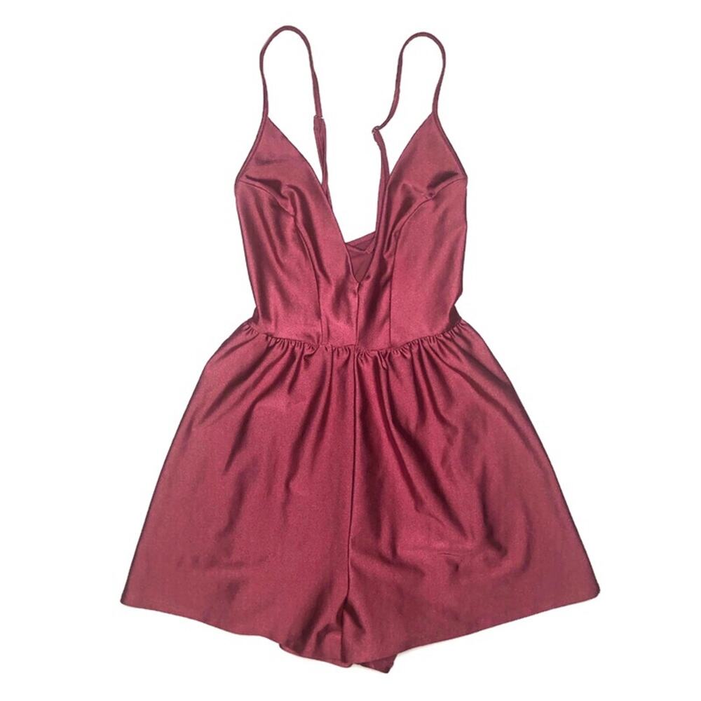 Urban Outfitters Gianni Plunging Romper Pink Rose Size Small